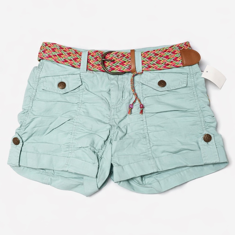 NWT Vanilla Star Aqua Shorts with Colorful Woven Belt